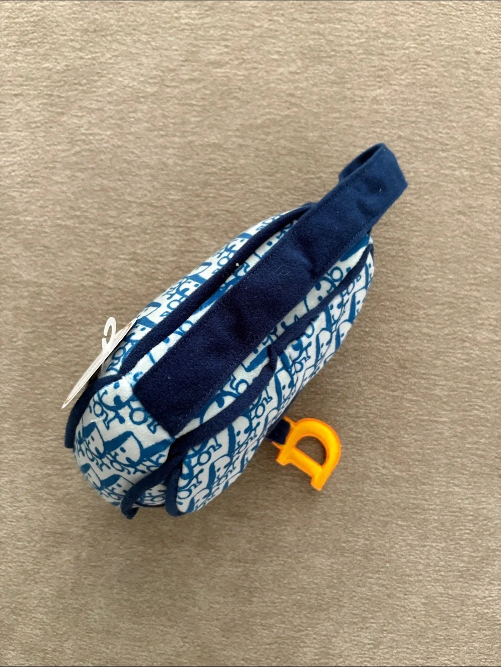 OGIO Blue Pattern Plush Dog Toy with Yellow 'D' Charm